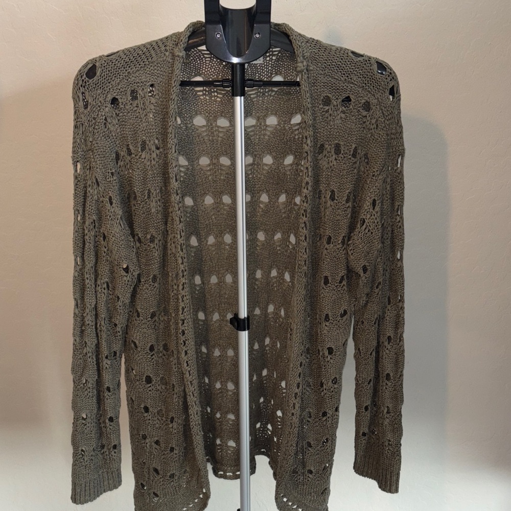 Debbie Morgan Olive Open-Knit Cardigan